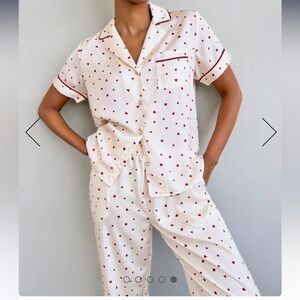 Small Heart Toss Satin Silk Sleep Set